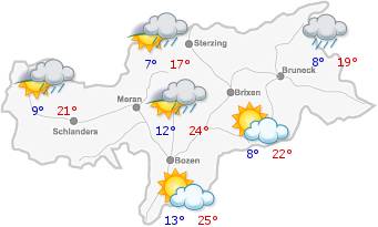 Das Wetter in Südtirol am08.05.2024