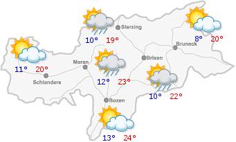 Das Wetter in Südtirol am24.04.2024