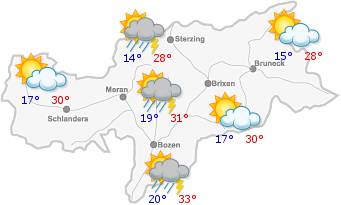 Das Wetter in Südtirol am30.06.2025