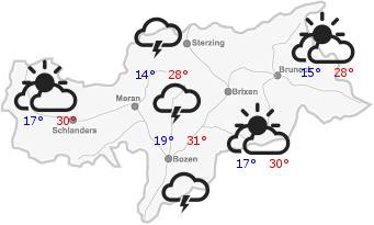 Das Wetter in Südtirol am30.06.2025