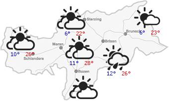 The weather in South Tyrol for the2025-07-29