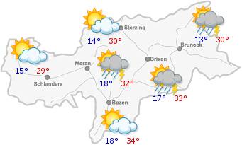 Il tempo in Alto Adige per il01/07/2025