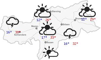 Il tempo in Alto Adige per il04/07/2025