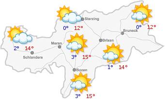 The weather in South Tyrol for the2025-02-23